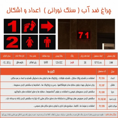 سنگ نورانی مربع ضد آب طرح زن 12 ولت Emax مدل PL10Z