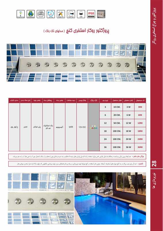 چراغ روكار استخری كنج تك رنگ 3وات 12ولت Emaxمدل3RK - تصویر 3